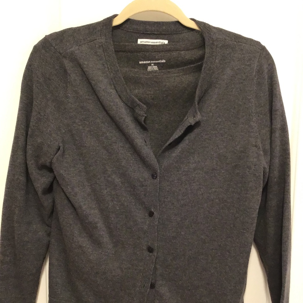 Charcoal Gray Women's Cardigan Sweater and Shirt Twinset - Size M